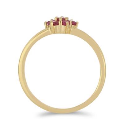 BUY STERLING SILVER NATURAL GLASS FILLED RUBY GEMSTONE CLUSTER RING